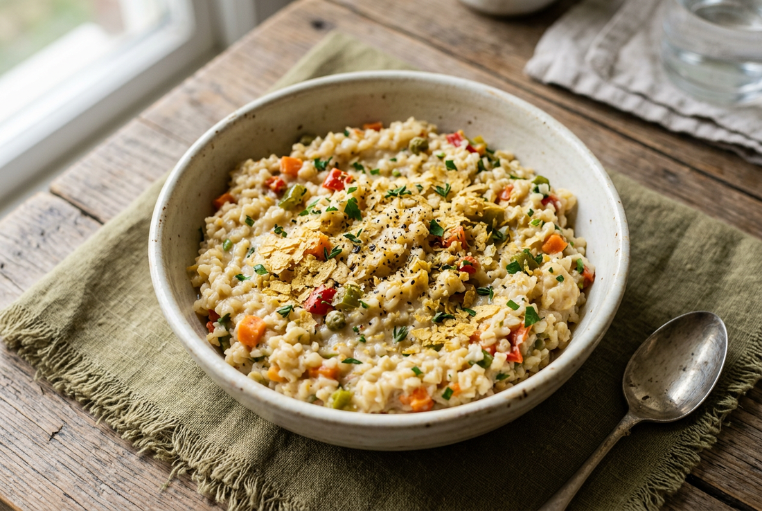 Bulgur cremos cu legume și fulgi de drojdie inactivă