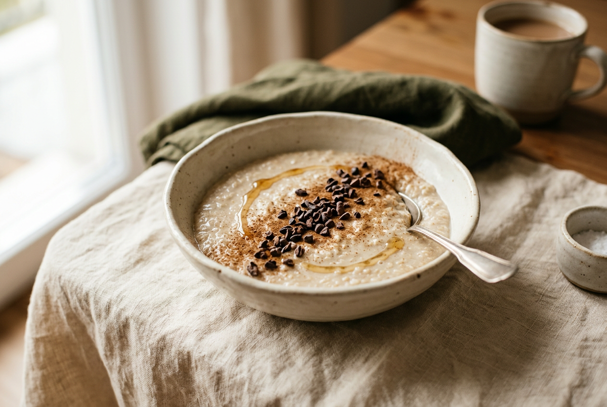 Porridge cremos cu maca și scorțișoară