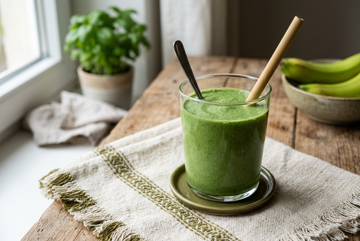 Smoothie verde cu spirulină și banană