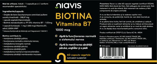 Biotina - Vitamina B7 1000mcg 60cps