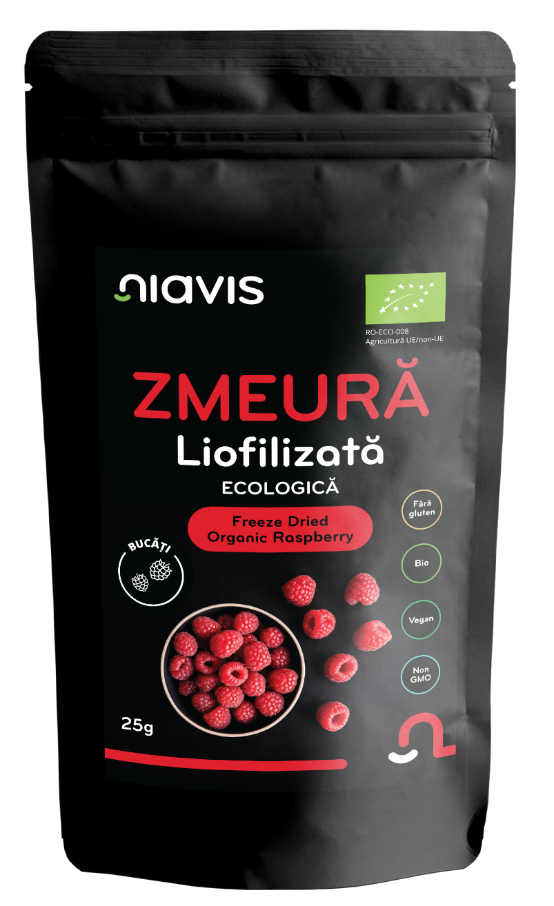 Zmeura Liofilizata Bucati Ecologica/BIO 25g - Niavis