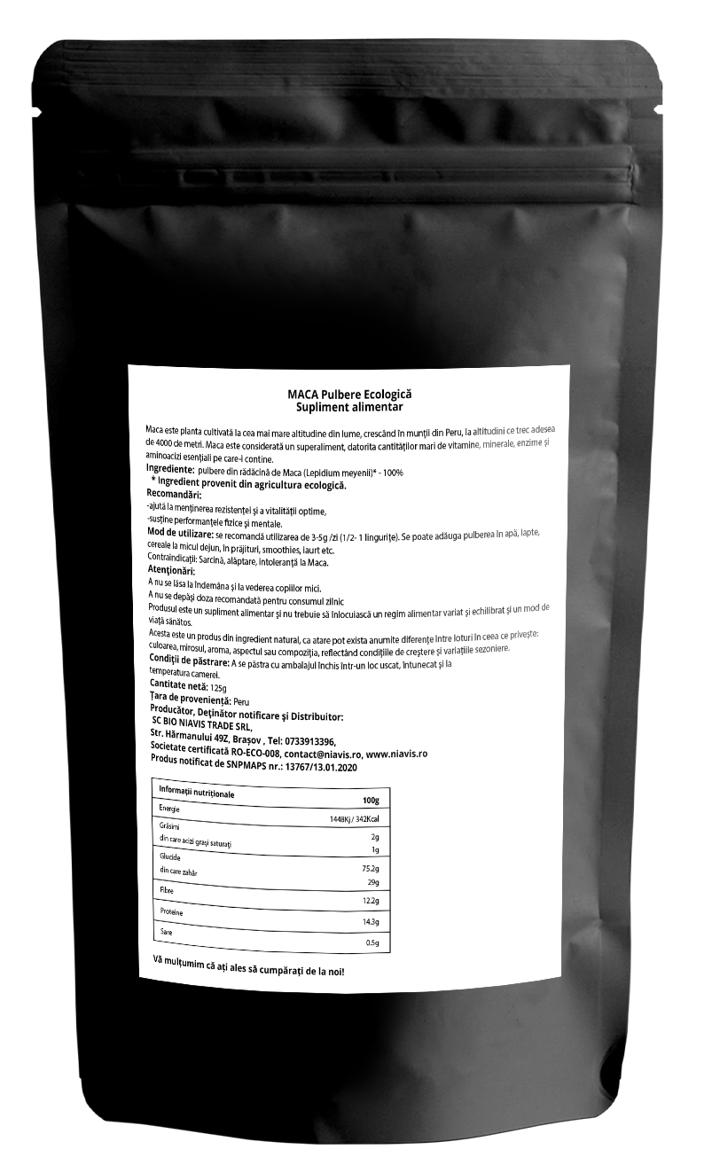 Maca Pulbere Ecologica/BIO 125g