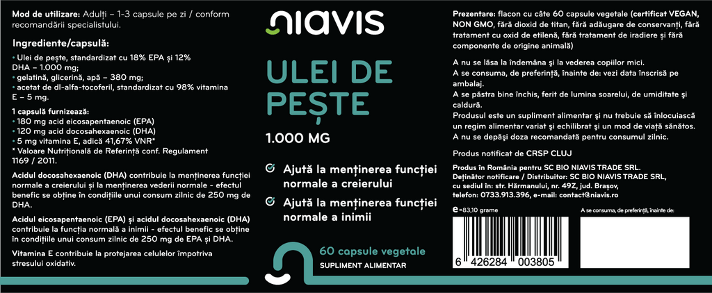 Ulei de Peste 1000mg 60cps