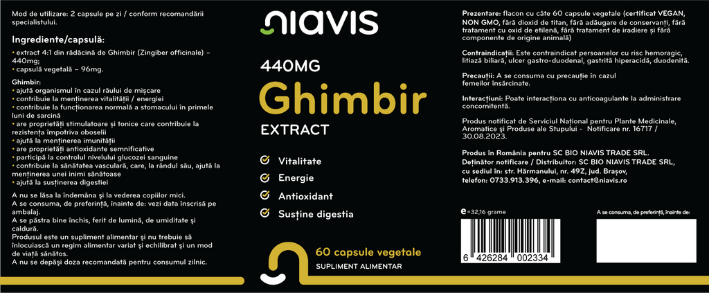 Ghimbir Extract 440mg 60cps