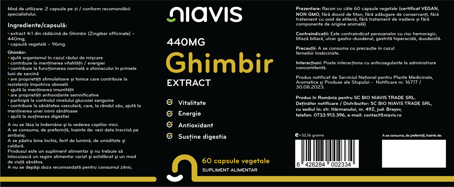 Ghimbir Extract 440mg 60cps