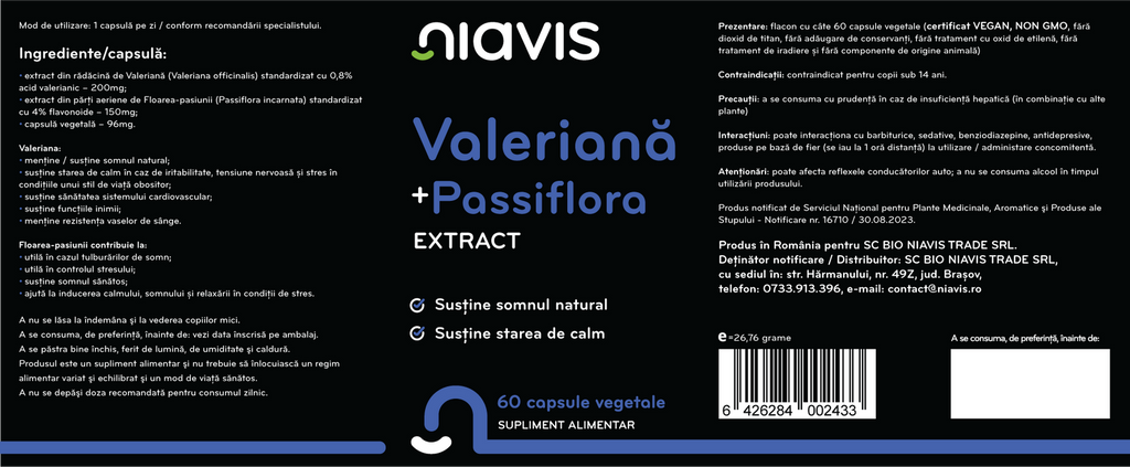 Valeriana + Passiflora extract 60cps