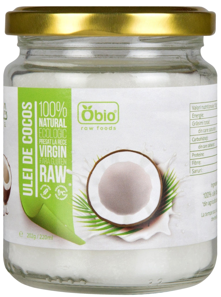 Ulei de cocos virgin presat la rece bio 220ml/202g Obio