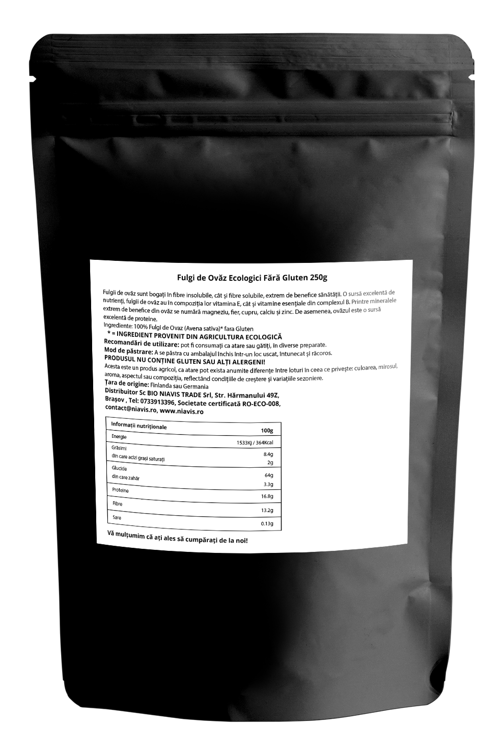 Fulgi de Ovaz Ecologici Fini fara Gluten 250g
