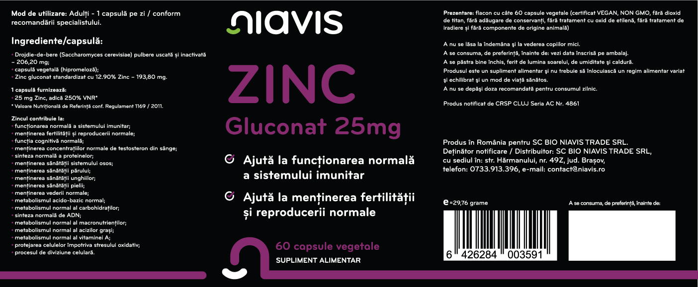 Zinc Gluconat 25mg 60cps