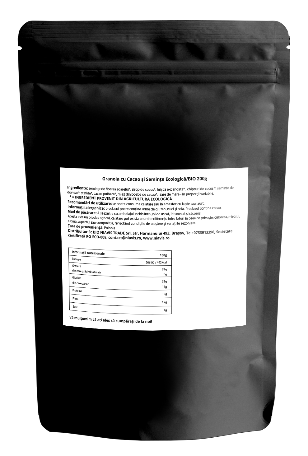 Granola cu Cacao si Seminte Ecologica/BIO 200g