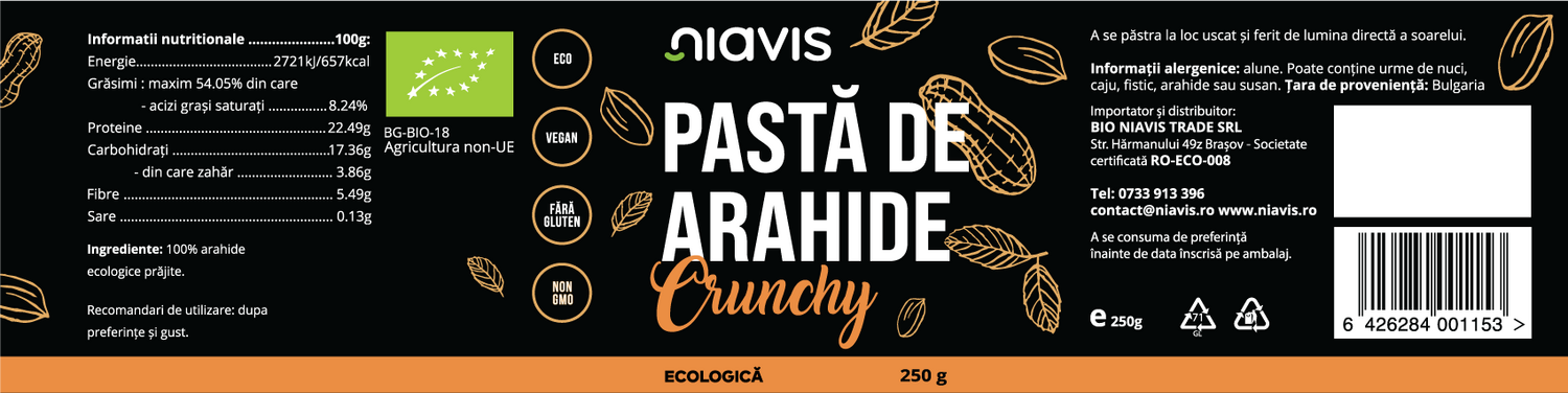 Pasta de Arahide Crunchy Ecologica/BIO 250g
