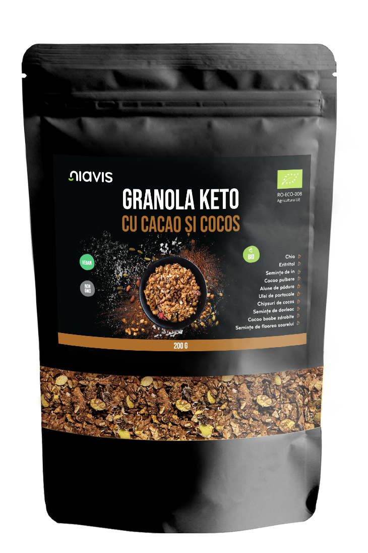 Granola Keto cu Cacao si Cocos Ecologica/BIO 200g - Niavis