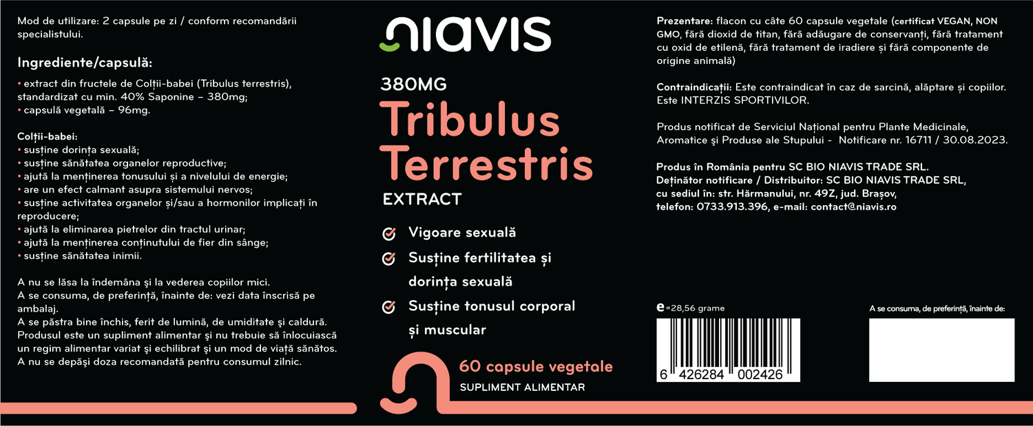 Tribulus Terrestris Extract 380mg 60cps