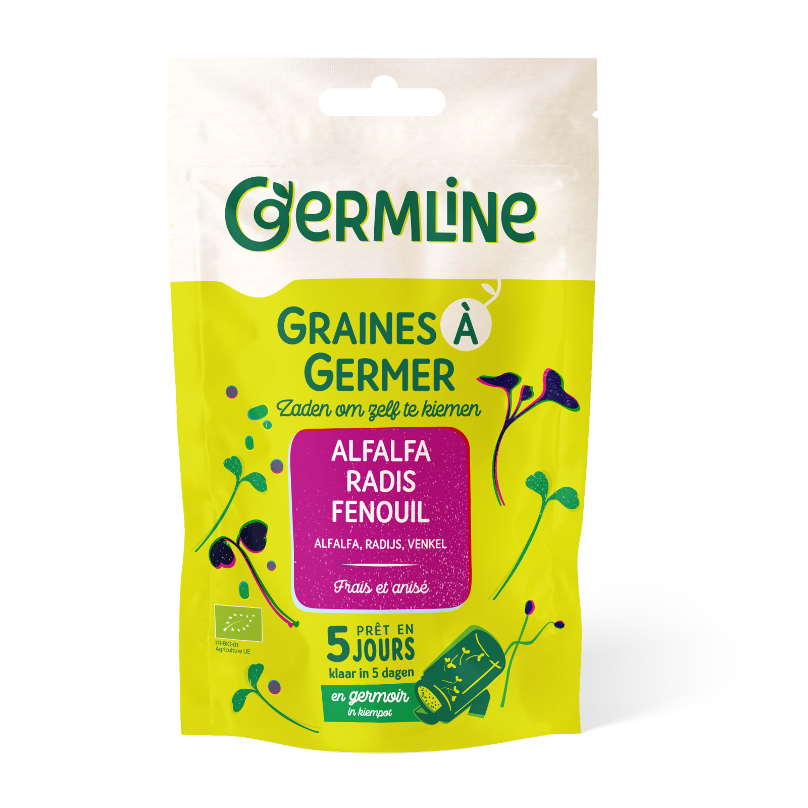 Mix alfalfa, ridiche si fenicul pentru germinat bio 150g Germline