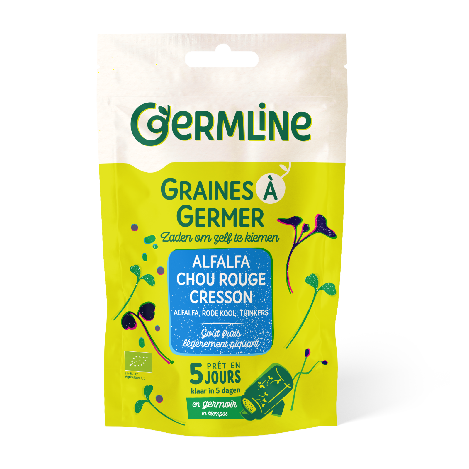 Mix alfalfa, creson, varza rosie pentru germinat bio 150g Germline
