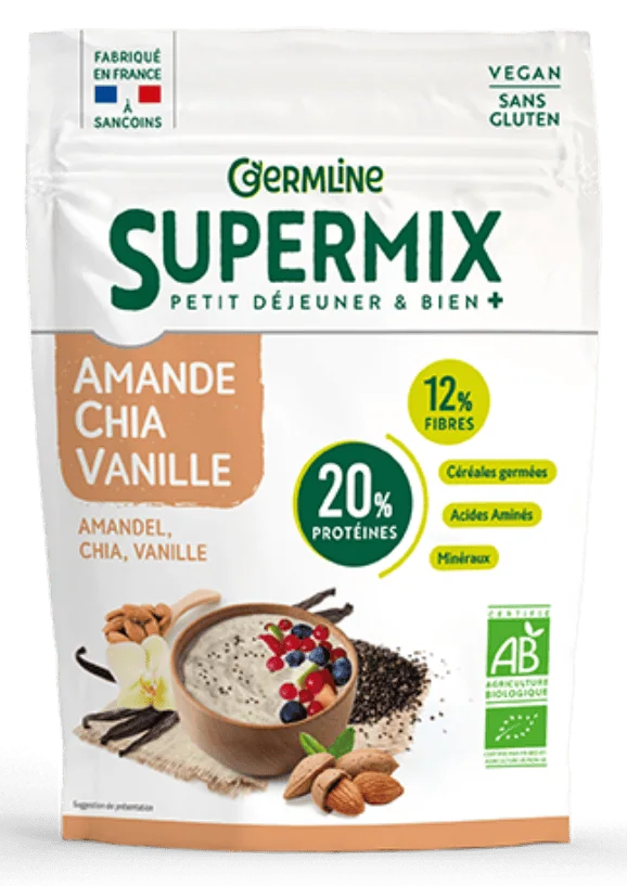 Supermix pentru mic dejun cu migdale, chia si vanilie bio 350g Germline