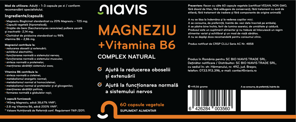 Magneziu + Vitamina B6 60cps