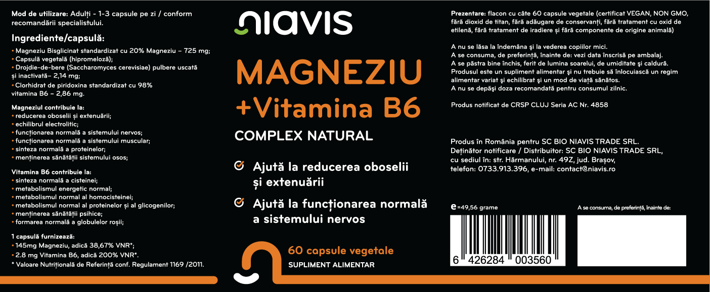 Magneziu + Vitamina B6 60cps