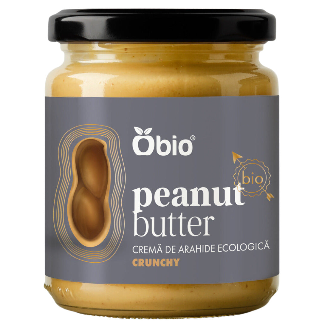 Crema de arahide crunchy bio 250g Obio