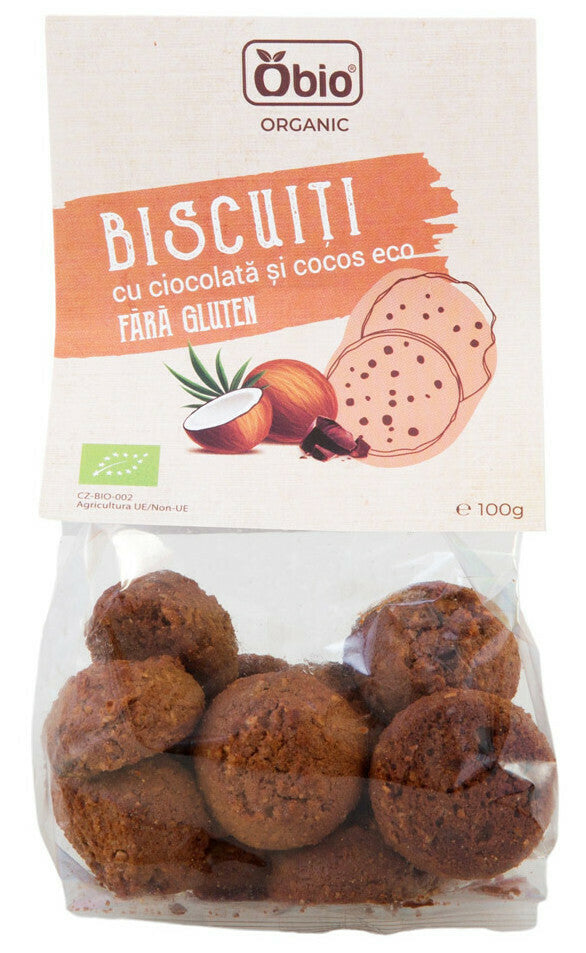 Biscuiti cu ciocolata si cocos bio 100g Obio