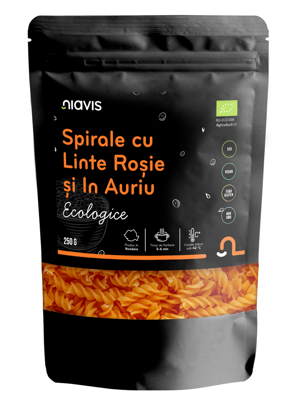 Spirale cu Linte Rosie si In Auriu Ecologice/BIO 250g