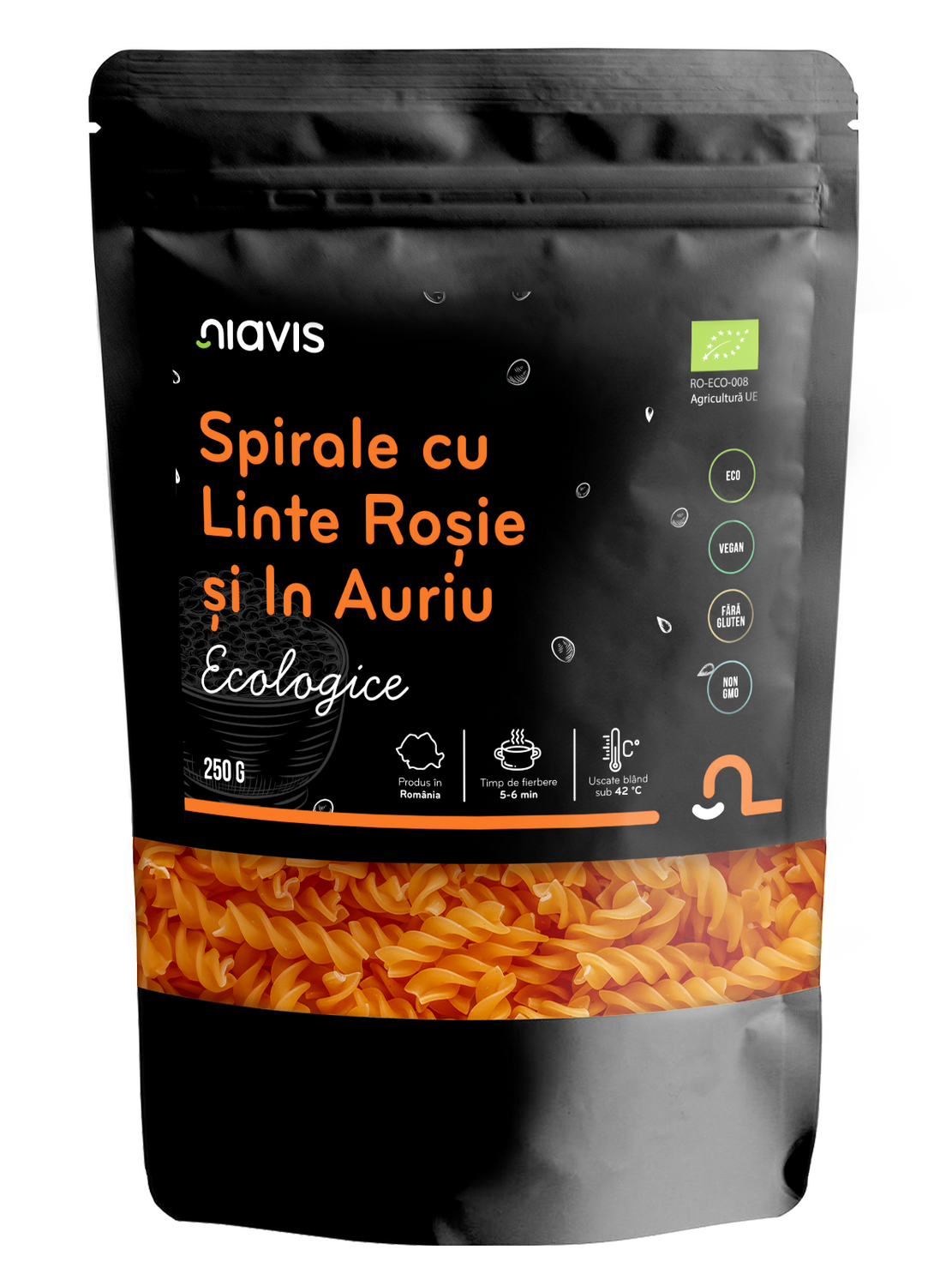 Spirale cu Linte Rosie si In Auriu Ecologice/BIO 250g