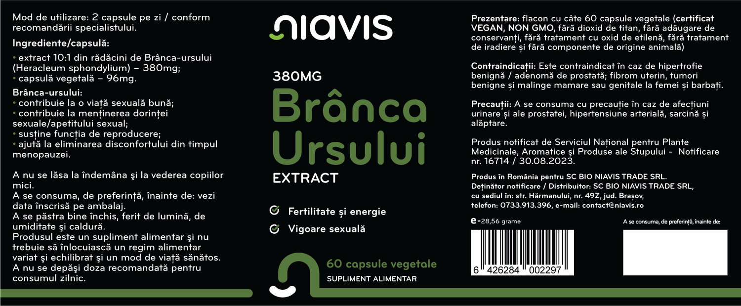 Branca Ursului Extract 380mg 60cps
