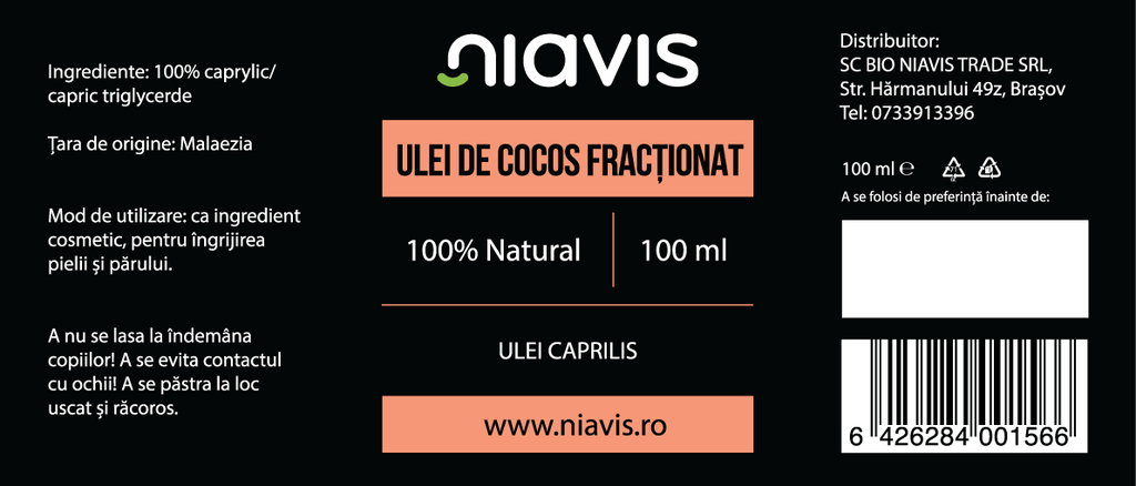 Ulei Caprilis (Ulei de Cocos Fractionat) 100ml