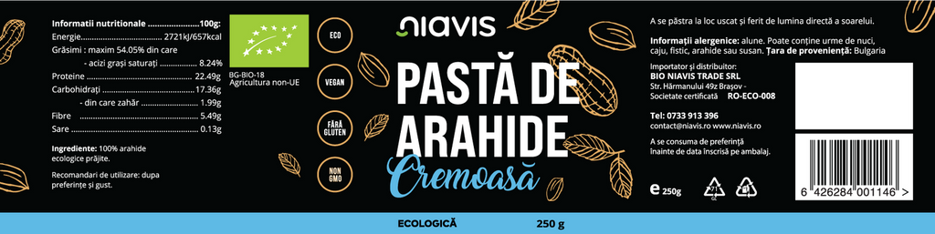 Pasta de Arahide Cremoasa Ecologica/BIO 250g
