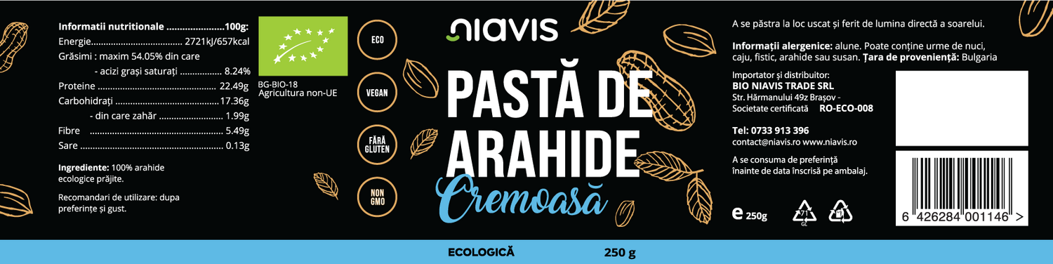 Pasta de Arahide Cremoasa Ecologica/BIO 250g