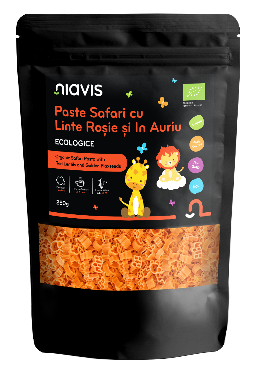 Paste Safari cu Linte Rosie si In Auriu Pentru Copii Ecologice 250g - Niavis