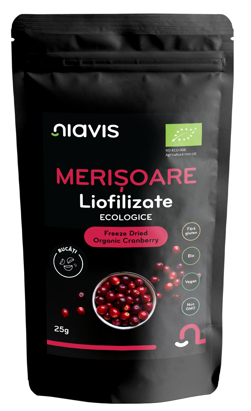 Merisoare Liofilizate Bucati Ecologice/BIO 25g - Niavis
