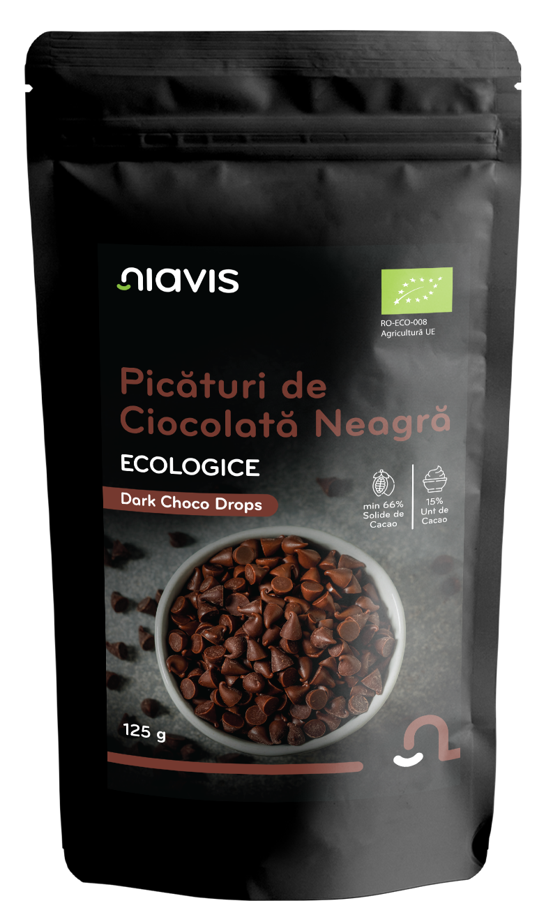 Picaturi de Ciocolata Neagra Ecologice/BIO 125g - Niavis