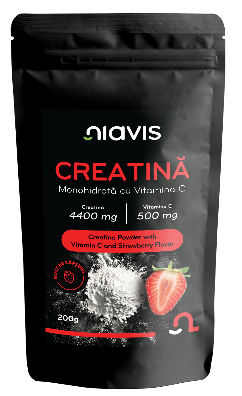 Creatina Monohidrata cu Vitamina C - Gust de Capsuni 200g - Niavis