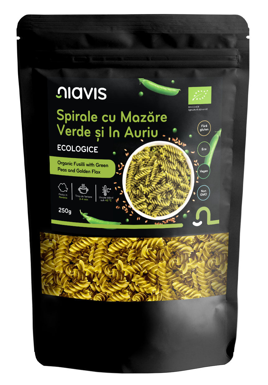 Spirale cu Mazare Verde si In Auriu Ecologice 250g - Niavis