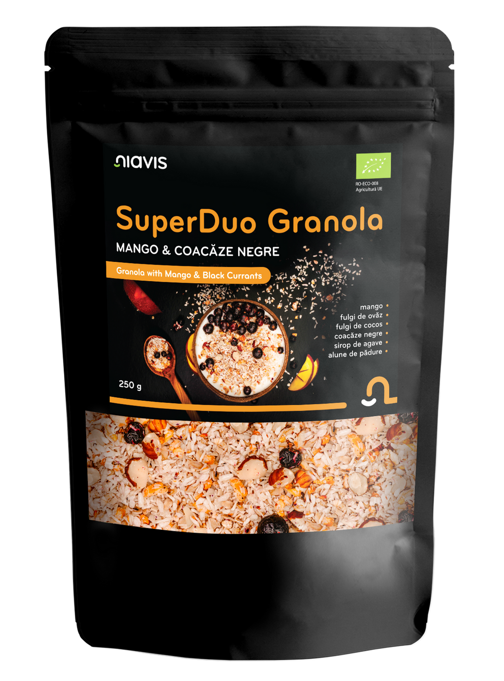SuperDuo Granola - Mango & Coacaze Negre Ecologica 250g