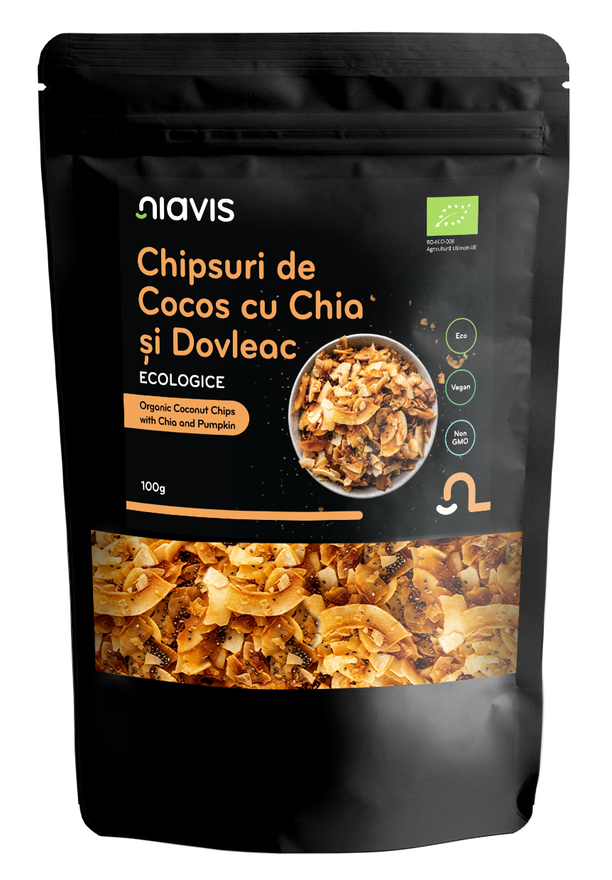 Chipsuri de Cocos cu Chia si Seminte de Dovleac Ecologice/BIO 100g - Niavis