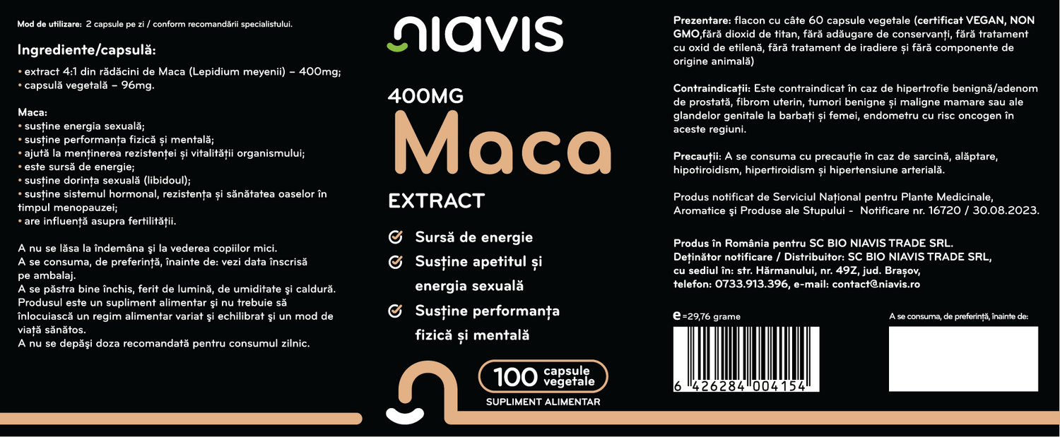 Maca Extract 400mg 100 cps