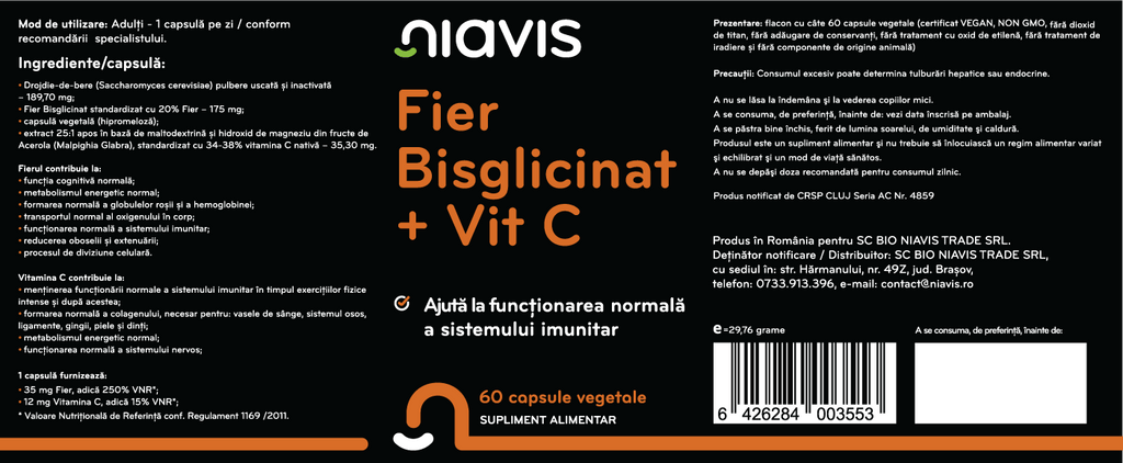 Fier Bisglicinat + Vitamina C 60cps