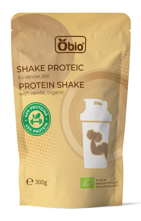 Shake proteic cu vanilie bio 300g Obio