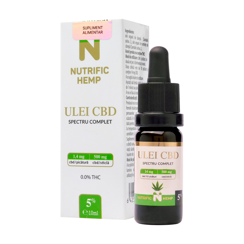 Ulei cbd 5%, spectru complet 500 mg CBD 10 ml