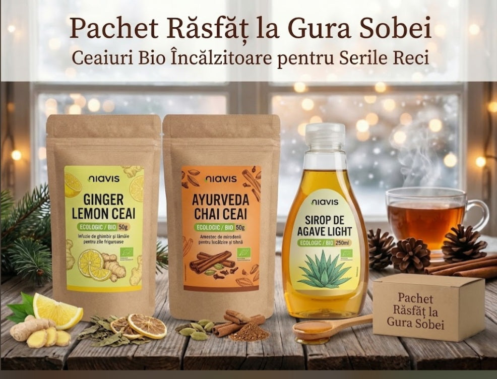 Pachet Răsfăț la Gura Sobei: Ceaiuri Bio Încălzitoare pentru Serile Reci