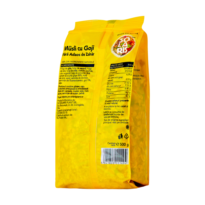 Musli cu goji fara adaos de zahar 500 g