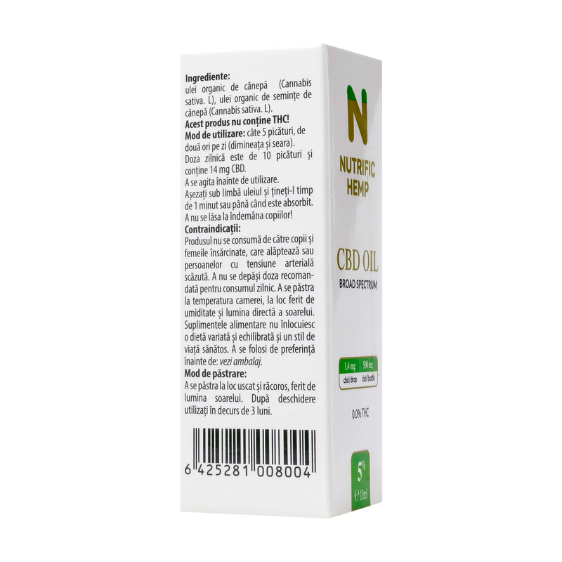 Ulei cbd 5%, spectru complet 500 mg CBD 10 ml