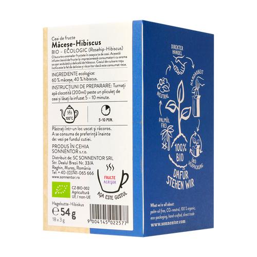 Ceai fructe macese si hibiscus 18 plicuri