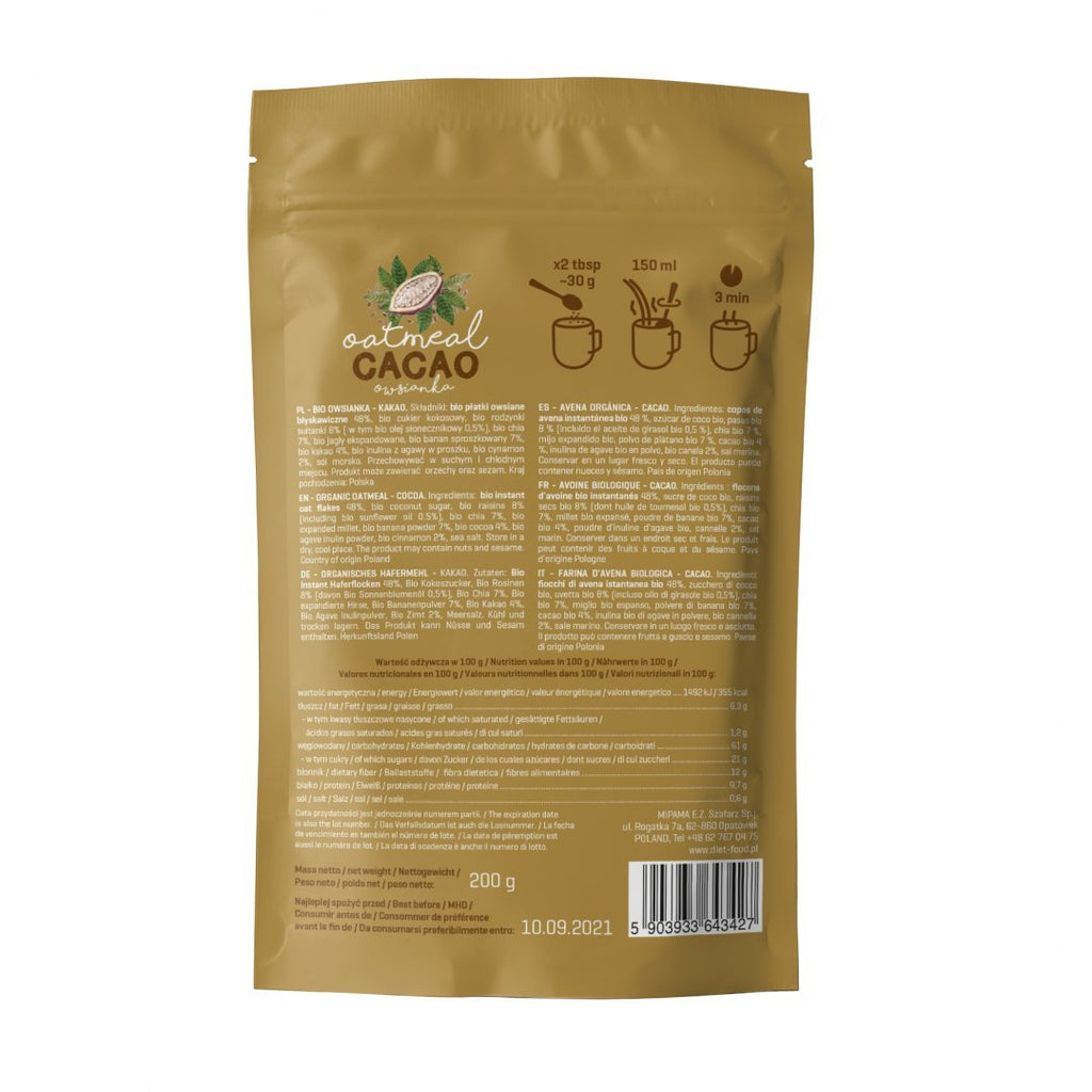 Diet-Food BIO OATMEAL COCOA WITH PREBIOTIC